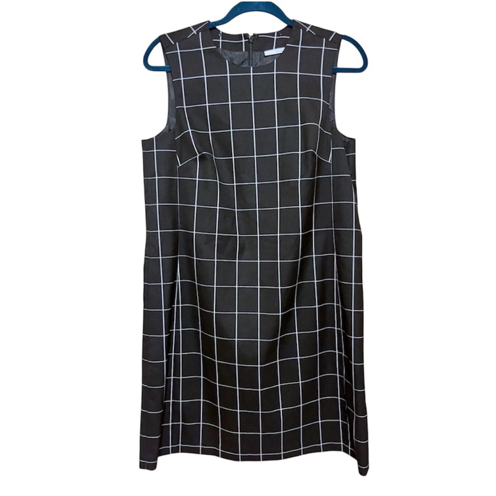 Halogen Shift Dress Wide Windowpane Professional Sleeveless Modern Contemporary